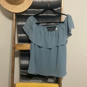 Dull Blue off shoulder shirt L